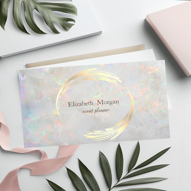 Elegant Modern  Circle Violet,Gold,White Opal Business Card (Creator Uploaded)