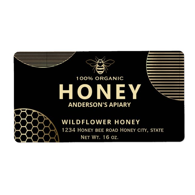 Elegant  Modern circles gold honey bee honey  (Front)