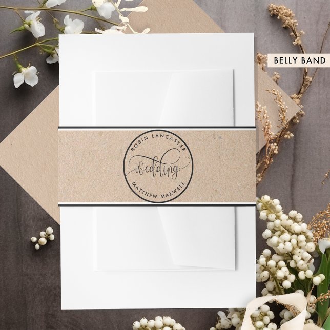 Elegant Modern Circular Wedding Kraft Style Invitation Belly Band (Creator Uploaded)