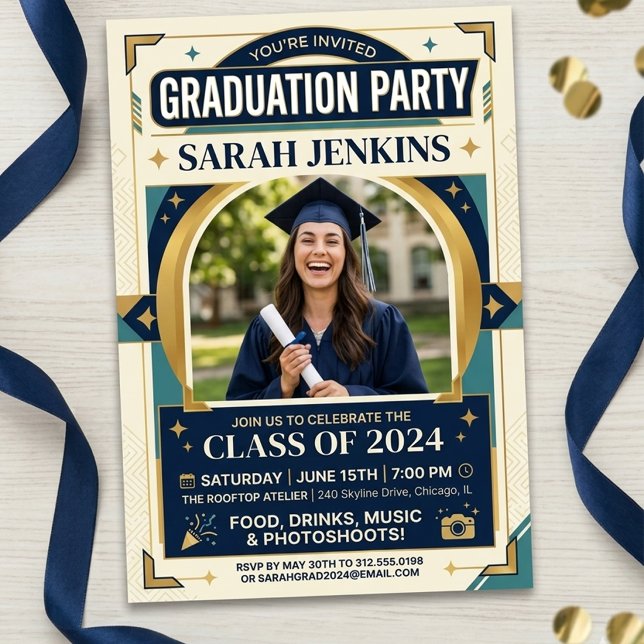 Elegant Modern Class of 2026 Photo Graduation  Invitation (Creator Uploaded)