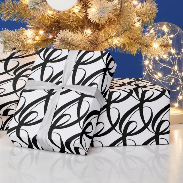 Elegant, Modern Classic Black and White Wedding  Wrapping Paper (Holidays)