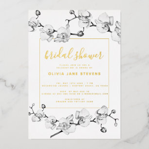 Elegant Modern Classic Gold Orchids Bridal Shower