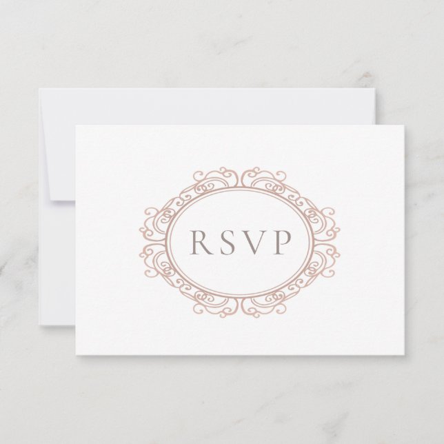 Elegant Modern Classic Ivory Copper Blush Wedding RSVP Card (Front)