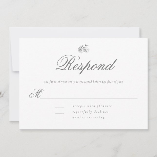 Elegant Modern Classic Minimal B W Wedding RSVP (Front)