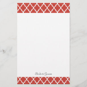 Elegant, modern, classic red quatrefoil wedding stationery