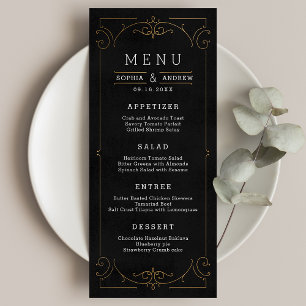 Elegant modern classic vintage wedding menu card