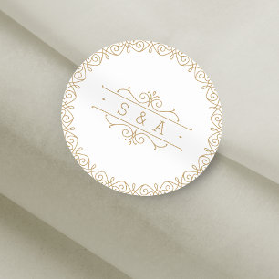 Elegant modern classic vintage wedding monogram classic round sticker