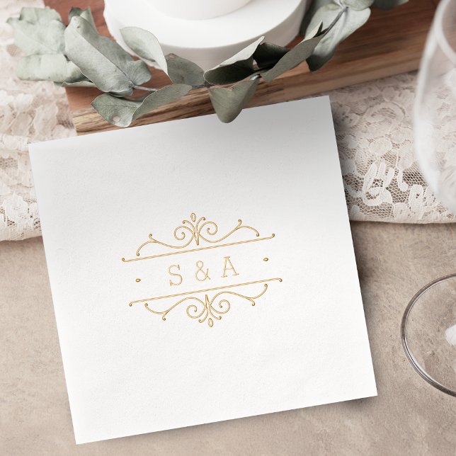 Elegant modern classic vintage wedding monogram  foil napkins (Elegant modern classic vintage wedding monogram foil napkins)