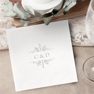 Elegant modern classic vintage wedding monogram foil napkins