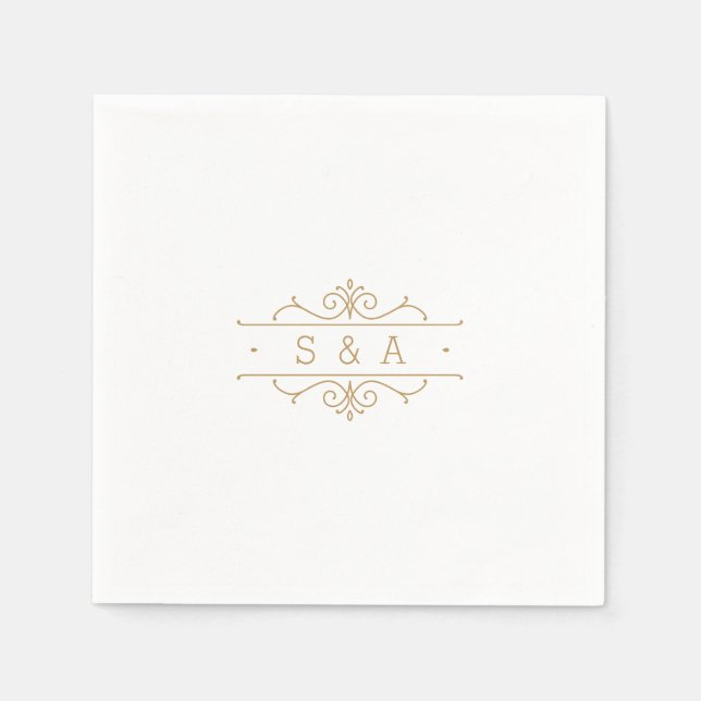 Elegant modern classic vintage wedding monogram napkin (Front)