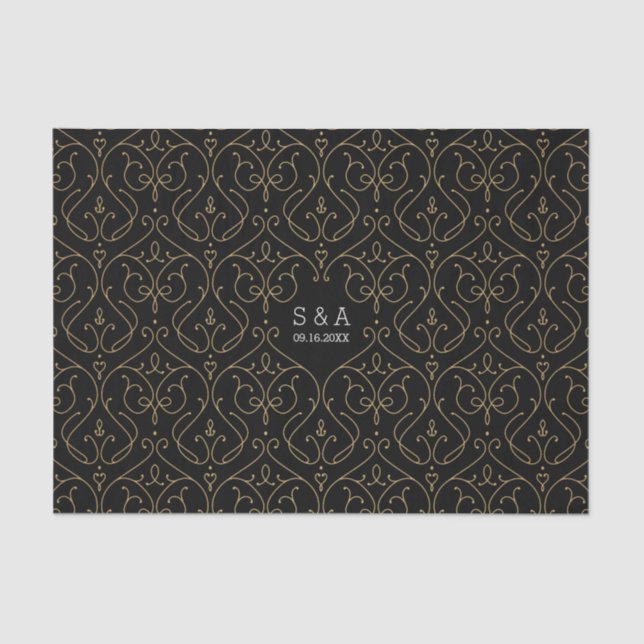 Elegant modern classic vintage wedding monogram tissue paper (Front)