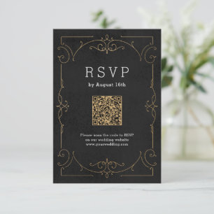Elegant modern classic vintage wedding QR code RSVP Card