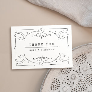 Elegant modern classic vintage wedding thank you card