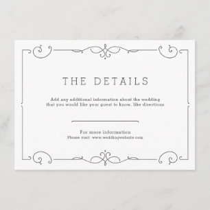 Elegant modern classic wedding detail card
