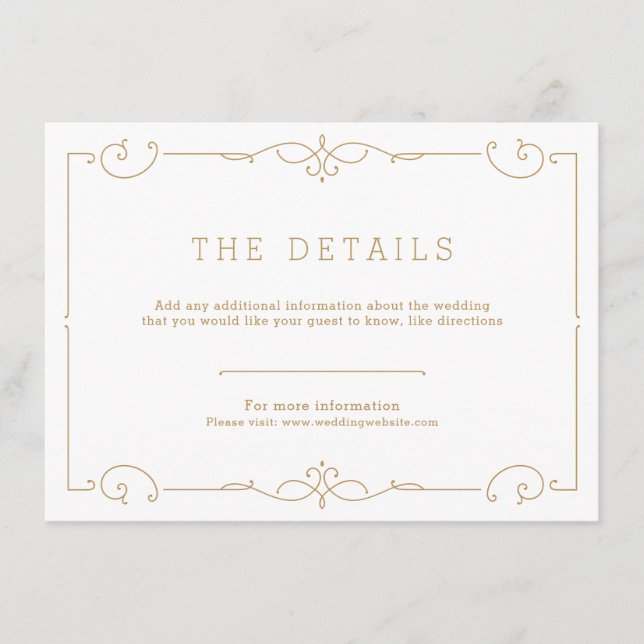 Elegant modern classic wedding detail card (Front)