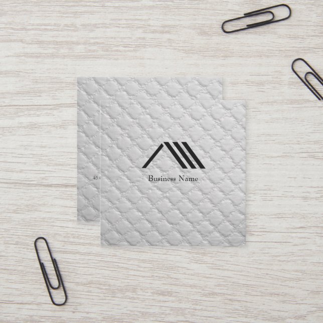 Elegant Modern Classy Logo Ivory White Square Business Card (Front/Back In Situ)