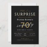 Elegant modern classy surprise 70th birthday invit invitation<br><div class="desc">Modern classy surprise birthday invitation features stylish script and typography with your party details in sophisticated white,  black and gold,  simple and elegant,  Great for 70th birthday party or any other age, </div>