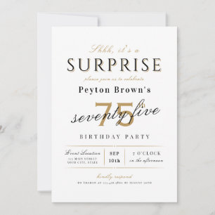 Elegant modern classy surprise 75th birthday invitation
