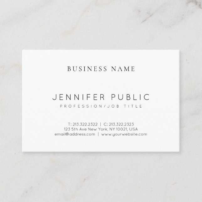 Elegant Modern Clean Plain Luxury Professional Business Card (Front)