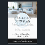 Elegant Modern Cleaning Services Marketing Flyer<br><div class="desc">Project a polished image for your cleaning business with this elegant and modern flyer. Designed for professional cleaning services, its eye-catching blue and white colour scheme with crisp black text instantly conveys cleanliness and sophistication. The easy-to-use template allows you to effortlessly personalise your information and add your own photo(s) and...</div>