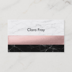 elegant modern clear black white marble rose gold business card