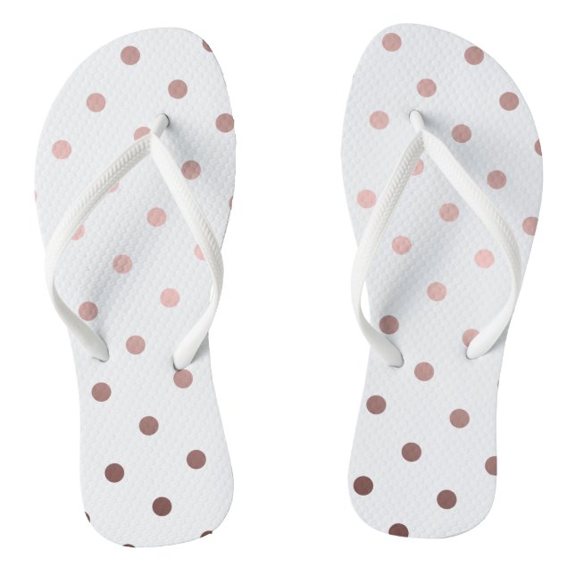 elegant modern clear faux rose gold polka dots flip flops (Footbed)