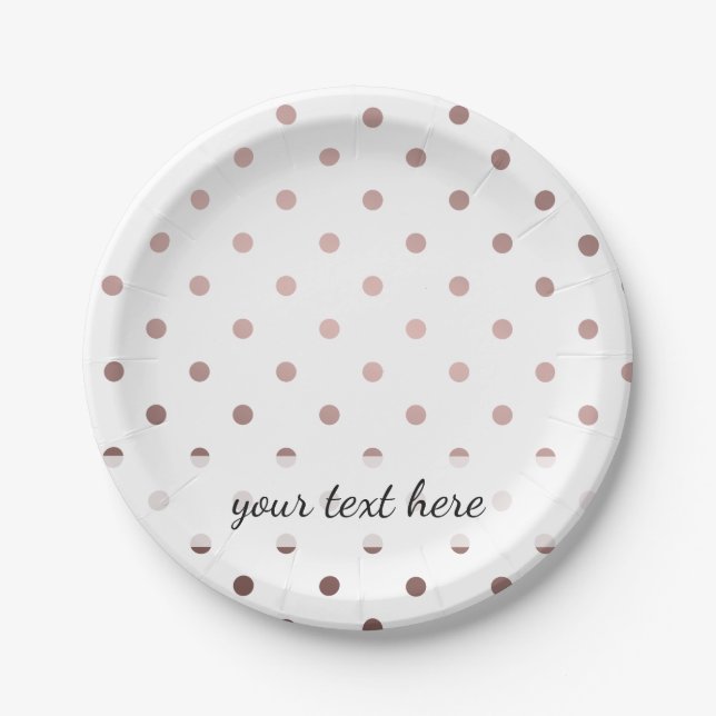 elegant modern clear faux rose gold polka dots paper plate (Front)