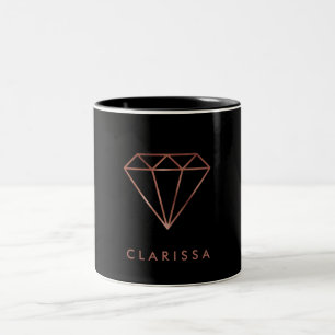 elegant modern clear rose gold diamond black Two-Tone coffee mug