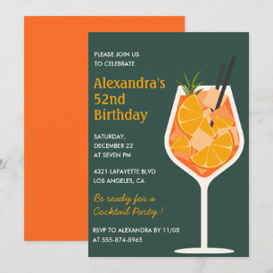 Elegant Modern Cocktail 52nd birthday invitations 