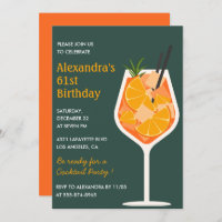 Elegant Modern Cocktail 61st birthday invitations