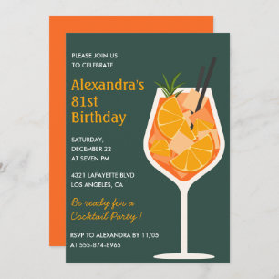 Elegant Modern Cocktail 81st birthday invitations