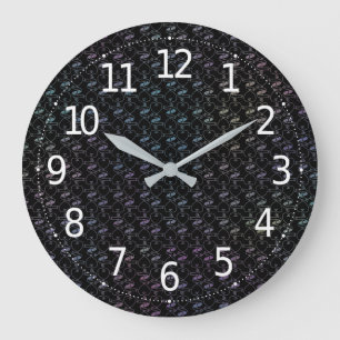 Elegant Modern Colorful Hearts and Keys Pattern Large Clock