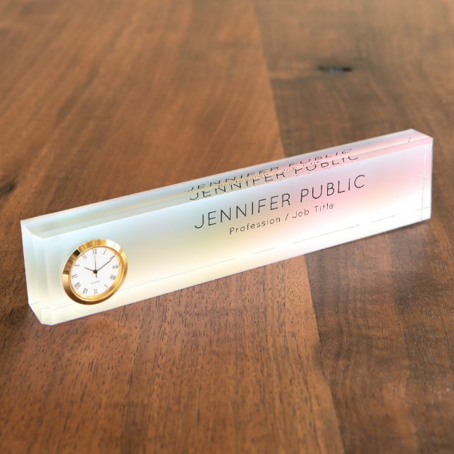 Elegant Modern Colorful Yellow Green Pink Red Blue Nameplate (Side)