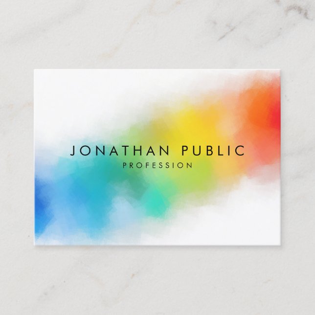 Elegant Modern Colourful Abstract Art Rainbow Colo Business Card (Front)