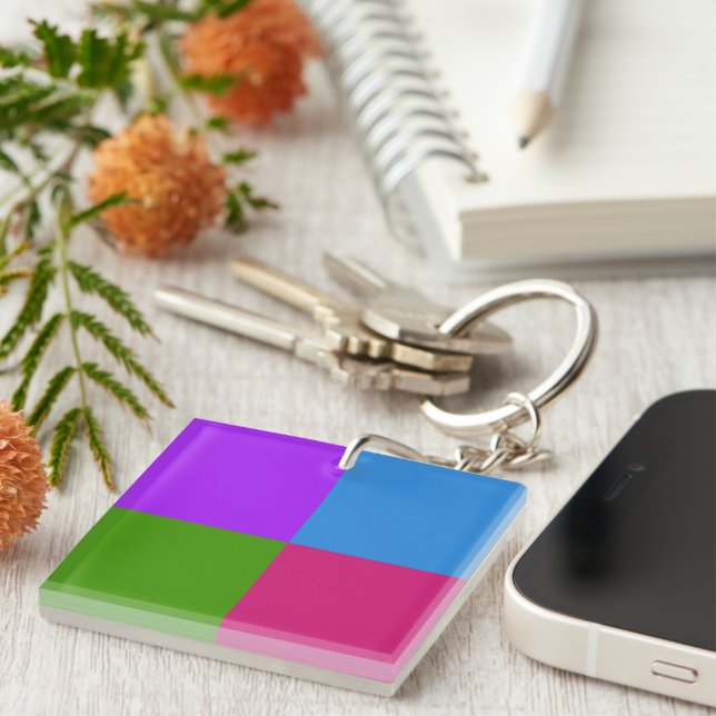 Elegant, Modern Colourful Geometric  Key Ring (Front Right)