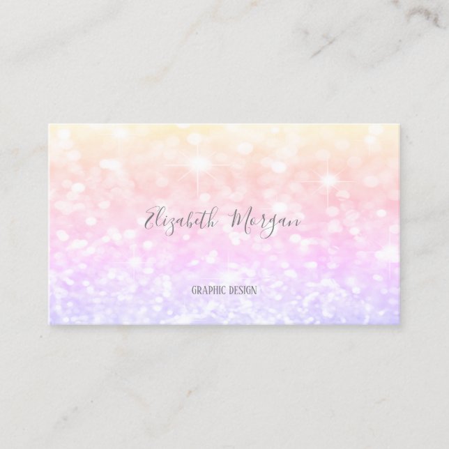 Elegant Modern Colourful Glitter Bokeh Business Card (Front)