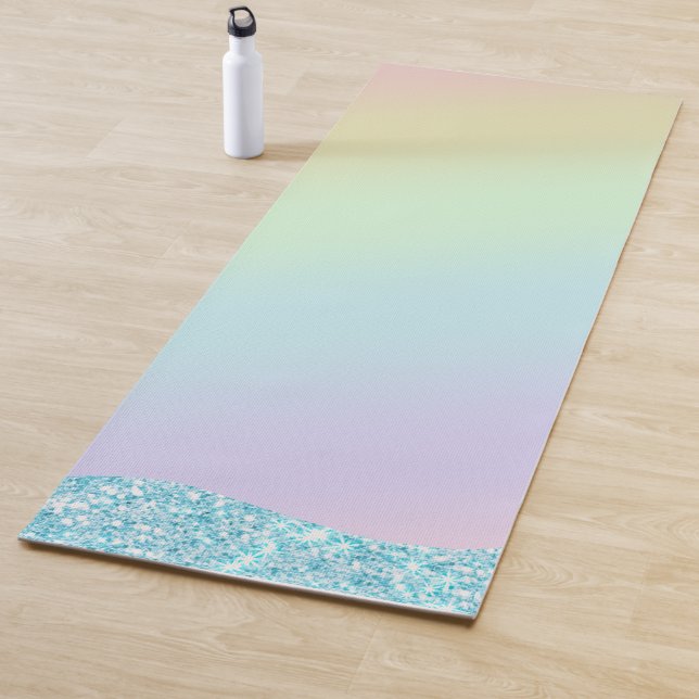 Elegant Modern colourful gradient glitter Rainbow Yoga Mat (In Situ)
