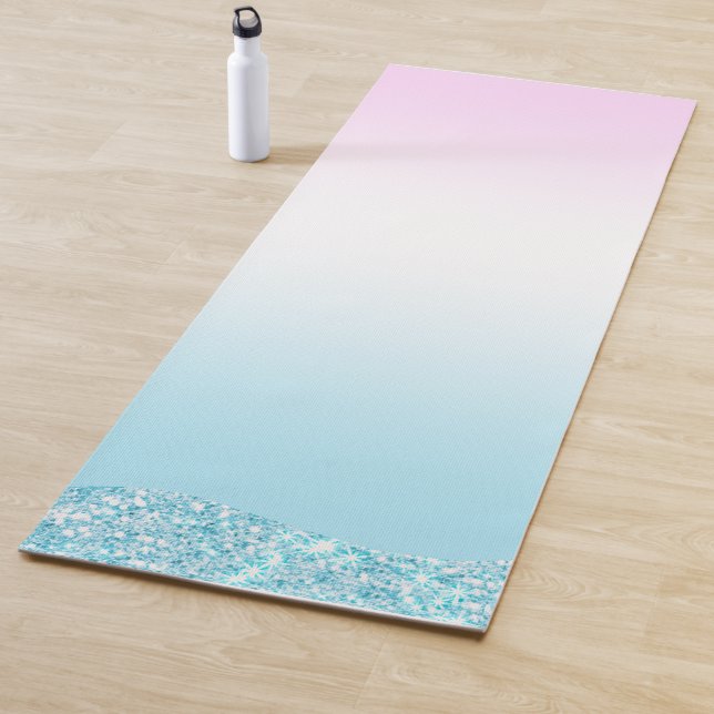 Elegant Modern colourful gradient glitter Rainbow Yoga Mat (In Situ)