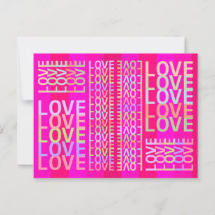 Elegant Modern Colourful "LOVE" on Hot Pink and Re Postcard