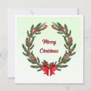 Elegant Modern Colourful Merry Christmas Wreath  Holiday Card