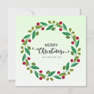 Elegant Modern Colourful Merry Christmas Wreath  Holiday Card