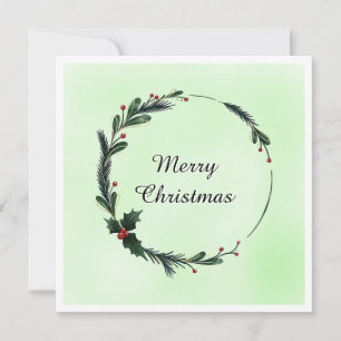 Elegant Modern Colourful Merry Christmas Wreath Holiday Card