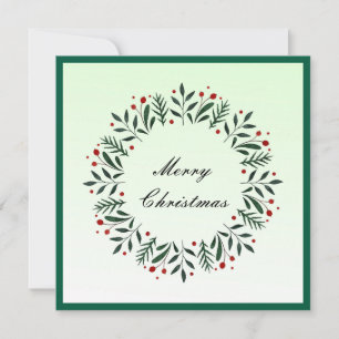 Elegant Modern Colourful Merry Christmas Wreath  Holiday Card
