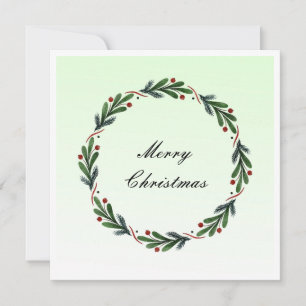 Elegant Modern Colourful Merry Christmas Wreath  Holiday Card