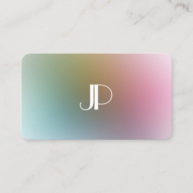 Elegant Modern Colourful  Monogram Luxury Template Business Card (Front)