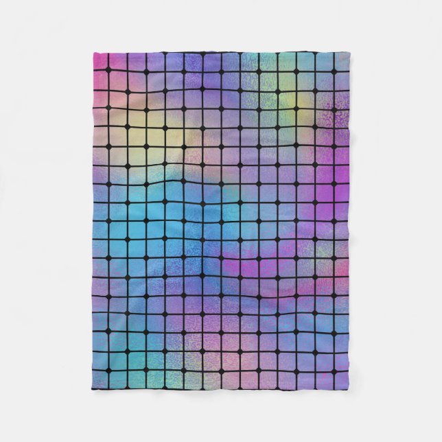 Elegant Modern Colourful Squares Tiles Pattern | Fleece Blanket (Front)