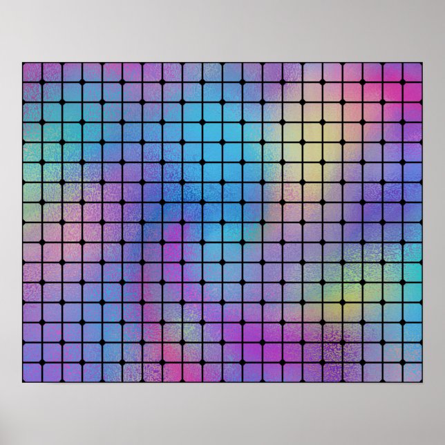 Elegant Modern Colourful Squares Tiles Pattern | Poster (Front)