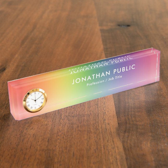 Elegant Modern Colourful Template With Clock Nameplate (Side)