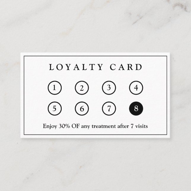 Elegant Modern Company Business Logo Black & White Loyalty Card (Front)