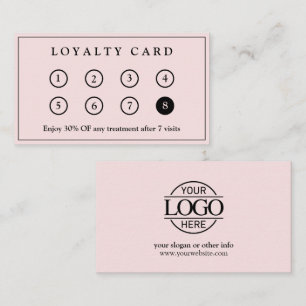 Elegant Modern Company Business Logo Blush Pink Loyalty Card